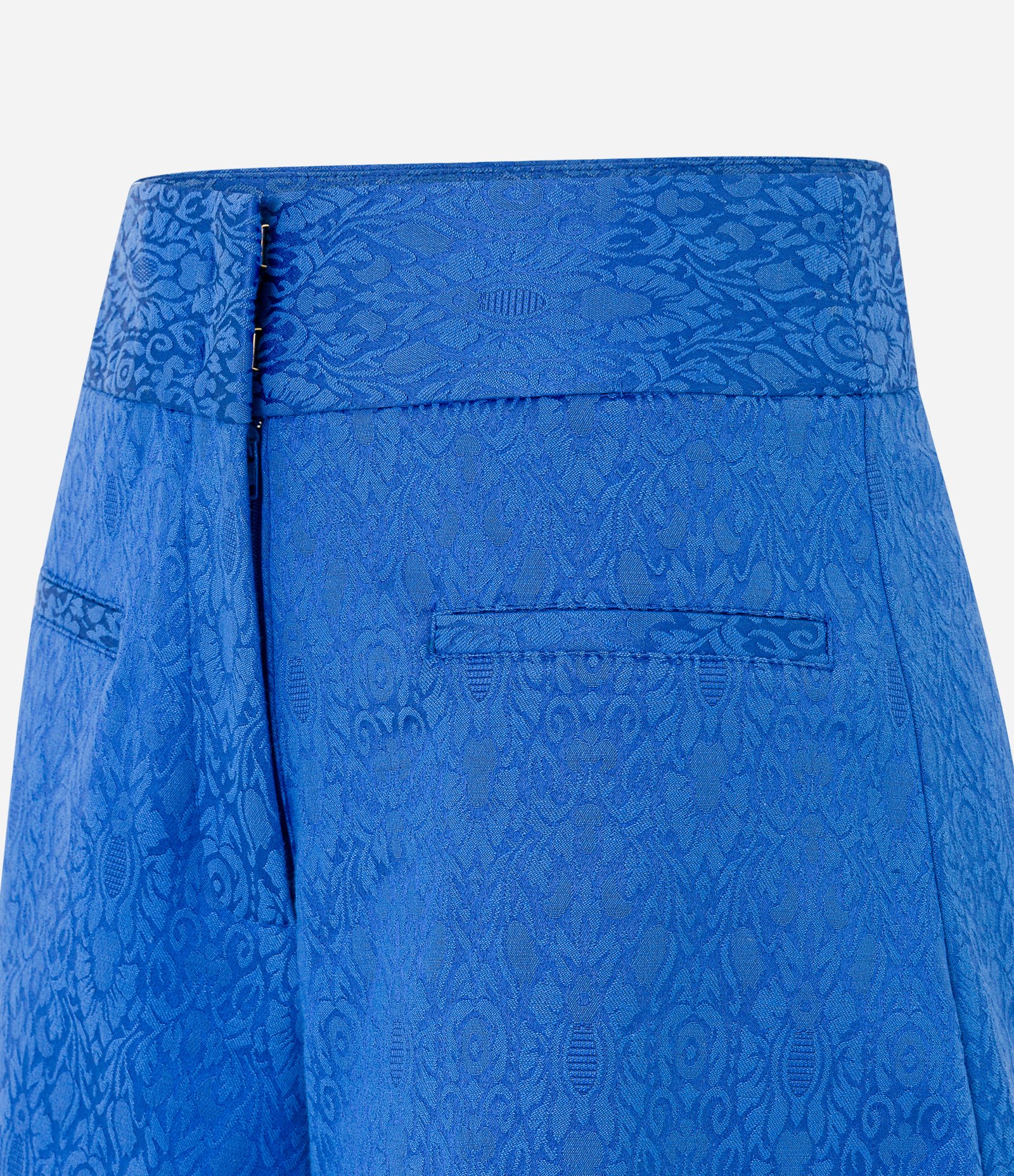 Short Alfaiatado em Jacquard com Bolsos com Fechamento Ganchinhos Azul 6