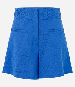 Short Alfaiatado em Jacquard com Bolsos com Fechamento Ganchinhos