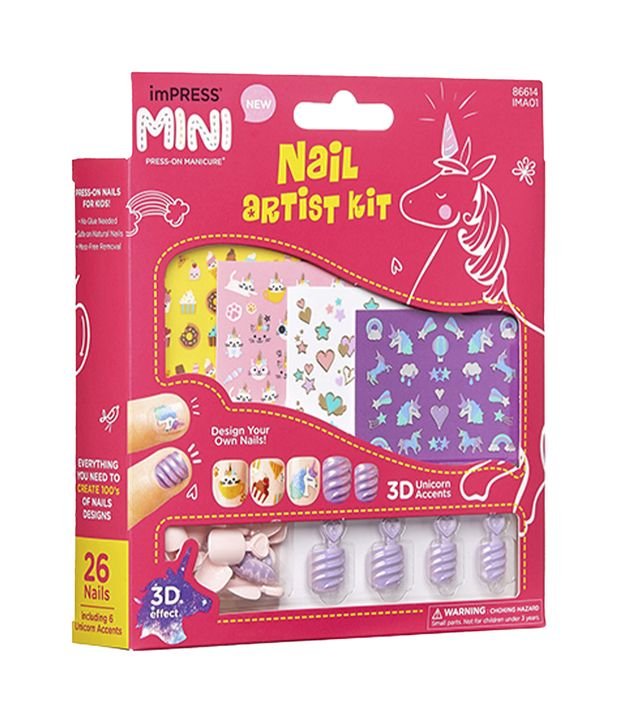 Kit de Unhas Infantil Nail Artist Mini Impress Kiss KIT 3