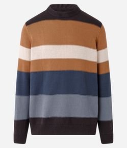 Suéter em Algodão Texturizado e Estampa de Blocos de Cores