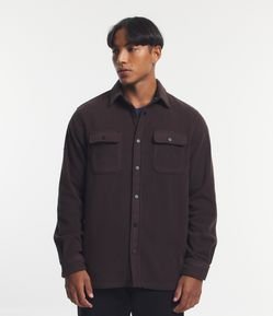 Camisa em Flanela com Toque em Fleece com Dois Bolsos