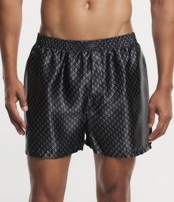 Cueca Samba Canção Acetinada com Estampa de Quadradinhos