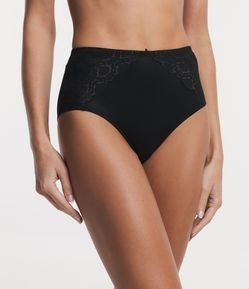 Calcinha Alta em Poliamida com Detalhe Rendado Frontal