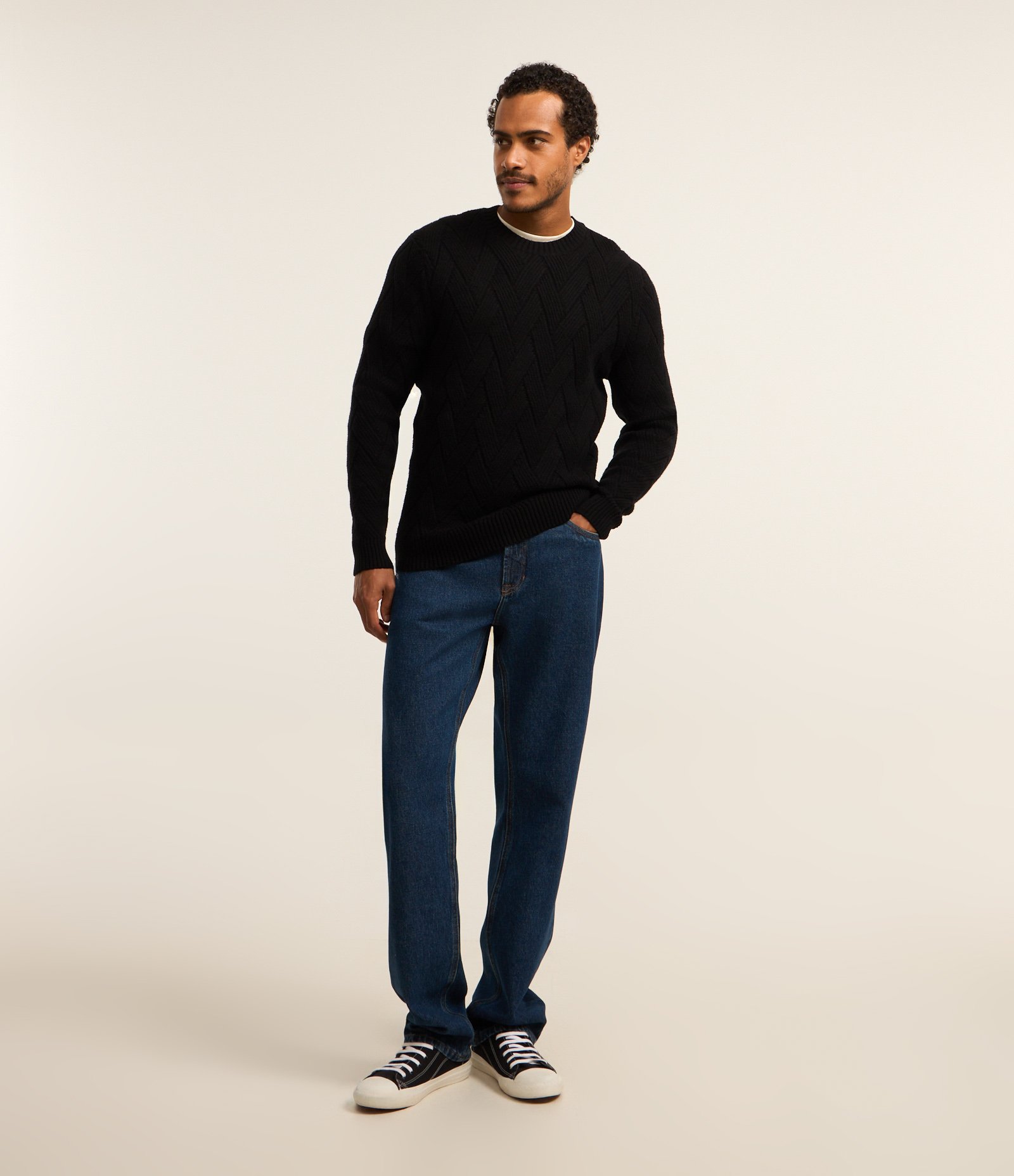 Suéter em Tricô com Textura Trançada 2