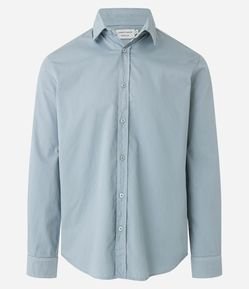 Camisa Regular em Sarja com Fio Egípcio e Manga Longa