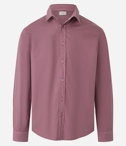 Camisa Regular em Sarja com Fio Egípcio e Manga Longa
