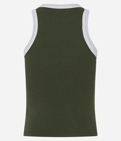 Blusa Regata em Ribana com Cava Contrastante