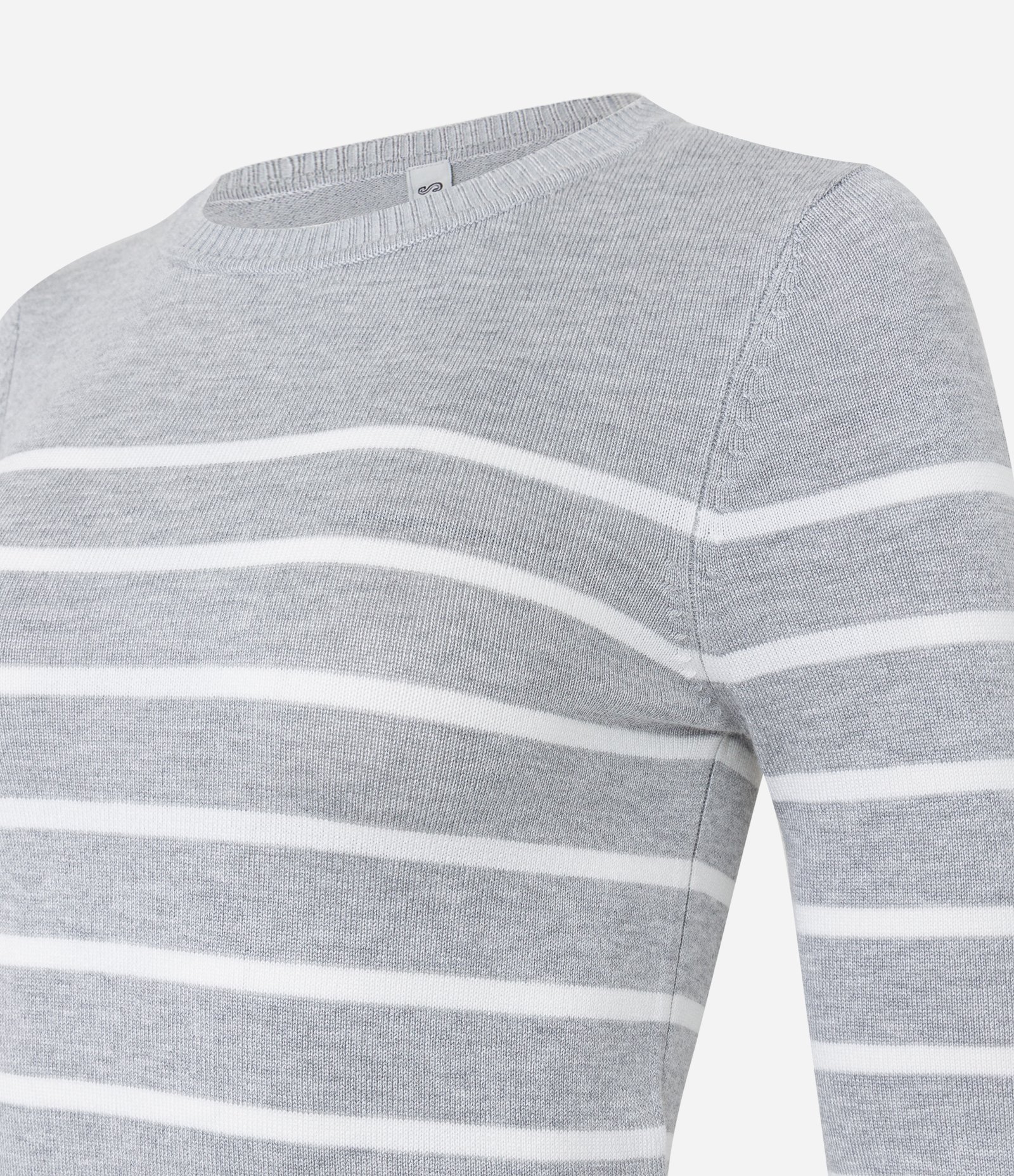 Blusa Manga Longa em Viscose Listrada Cinza 6