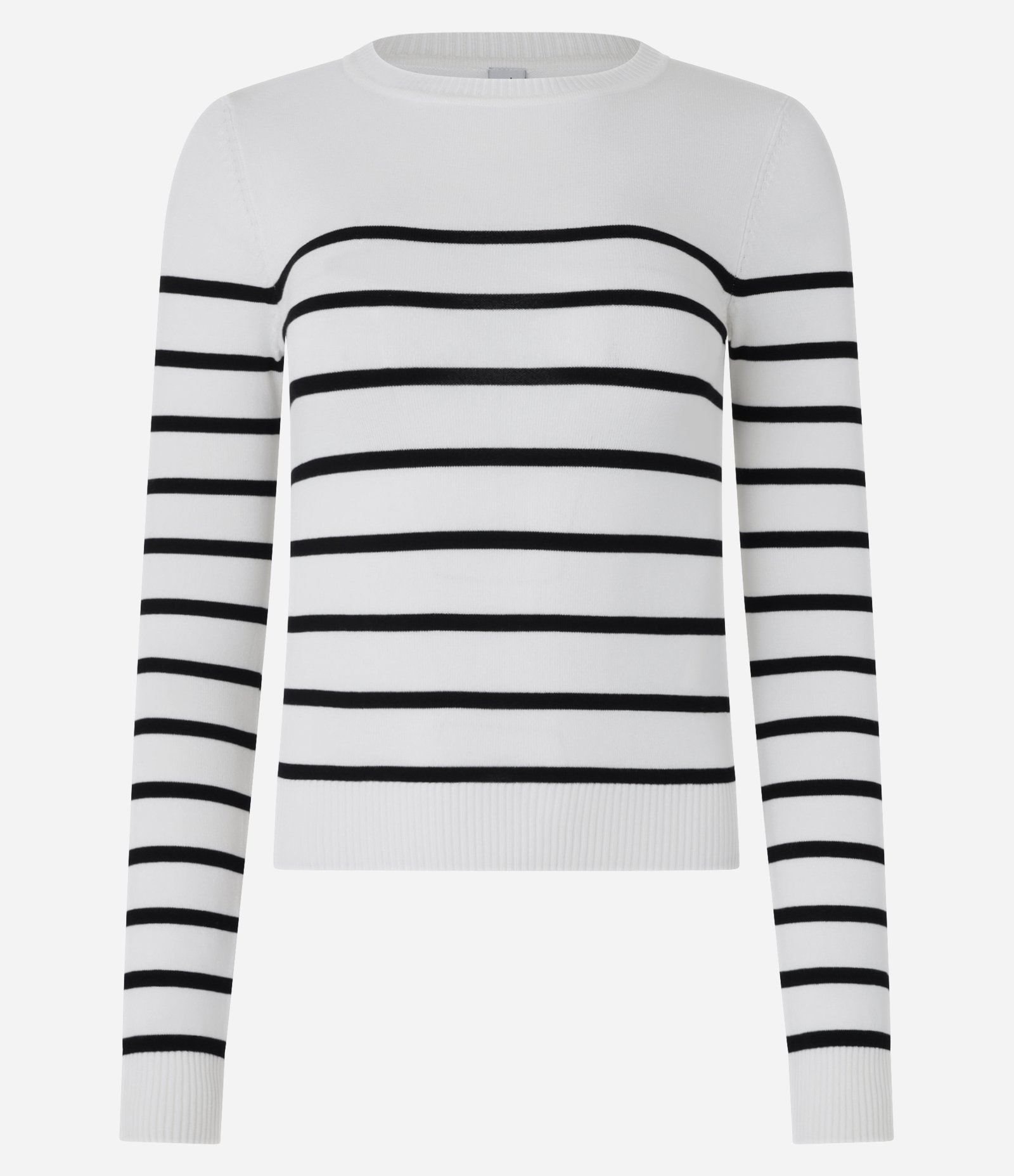 Blusa Manga Longa em Viscose Listrada Branco 5