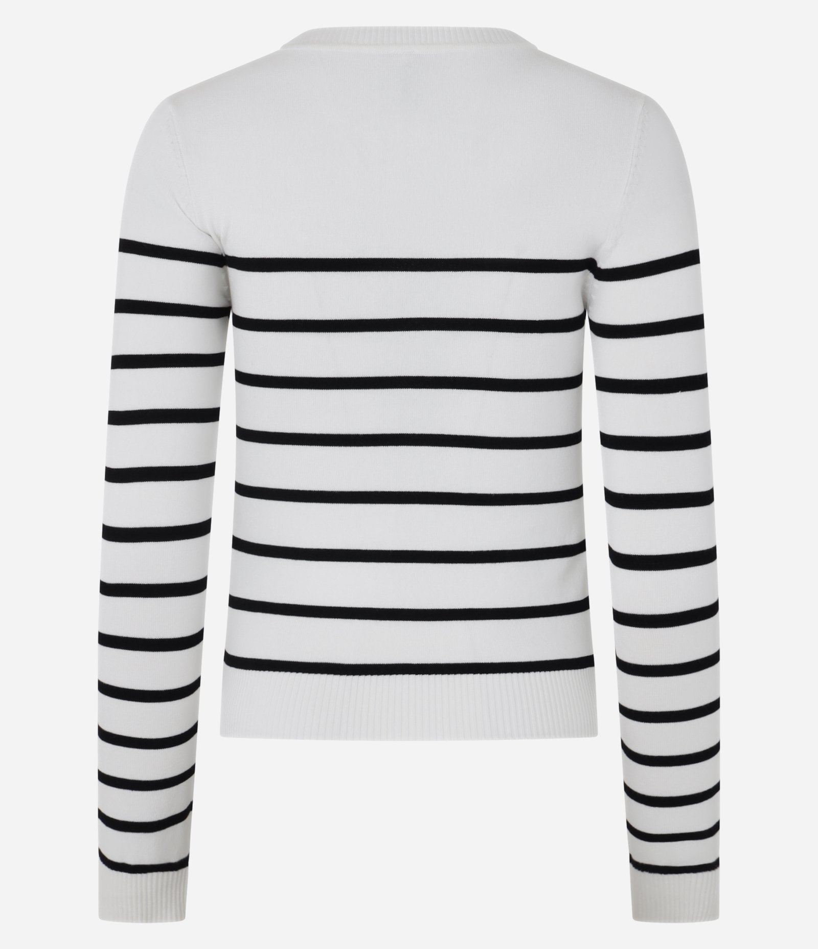 Blusa Manga Longa em Viscose Listrada Branco 7