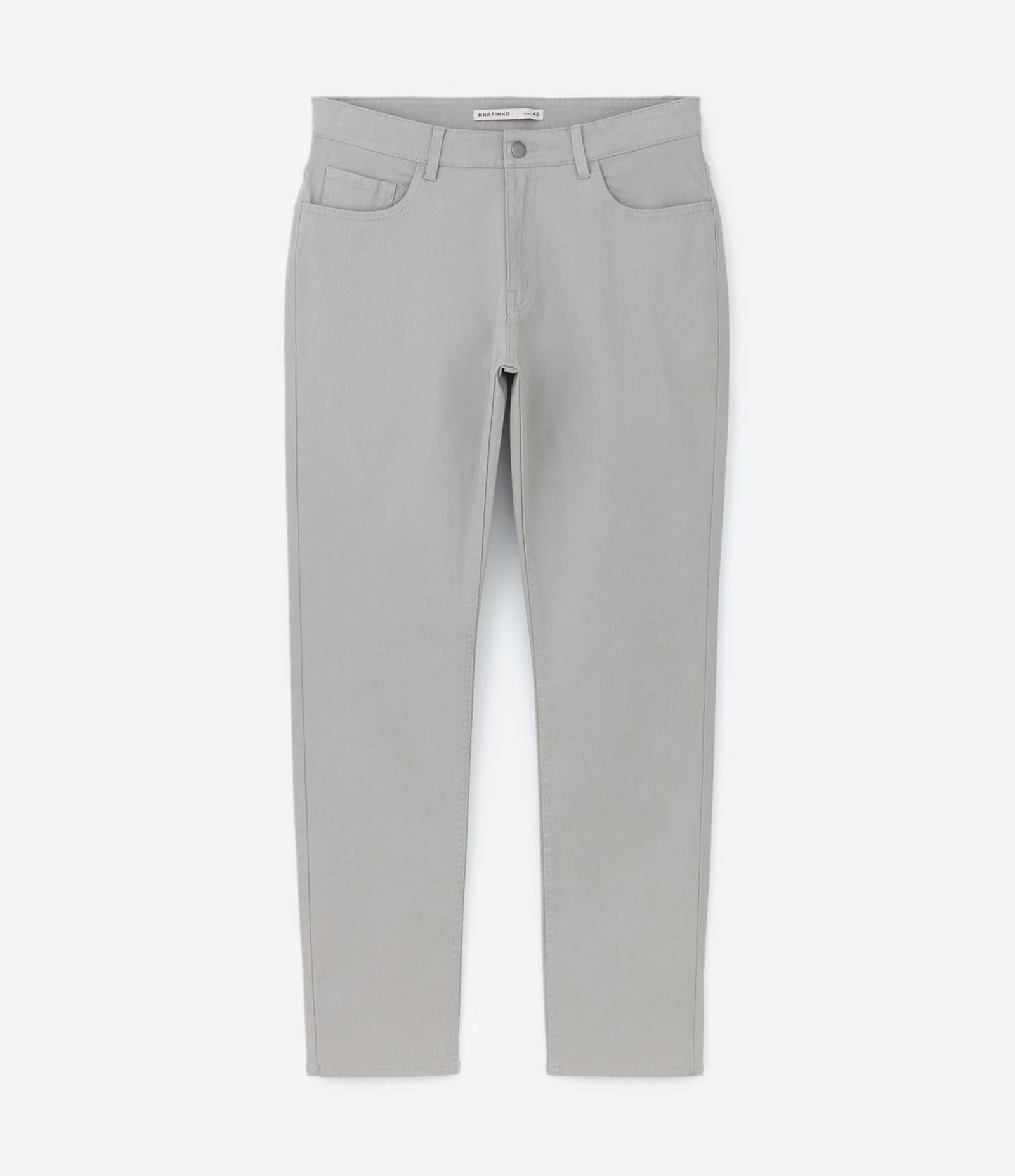 Calça em Sarja com Passantes no Cós e Bolsos Cinza 6