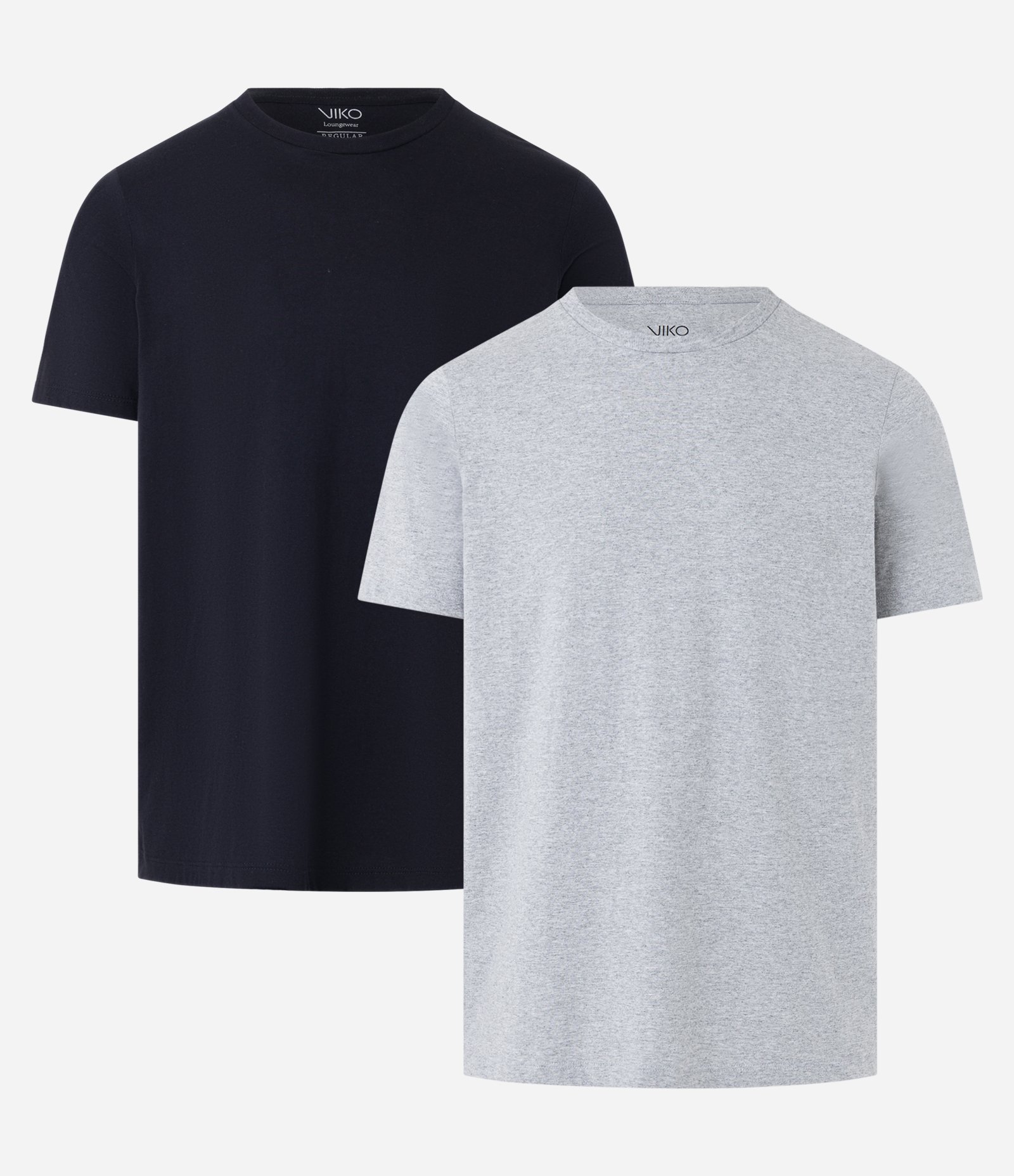 Kit 02 Camisetas de Pijamas em Meia Malha com Manga Curta Preto/ Cinza 4