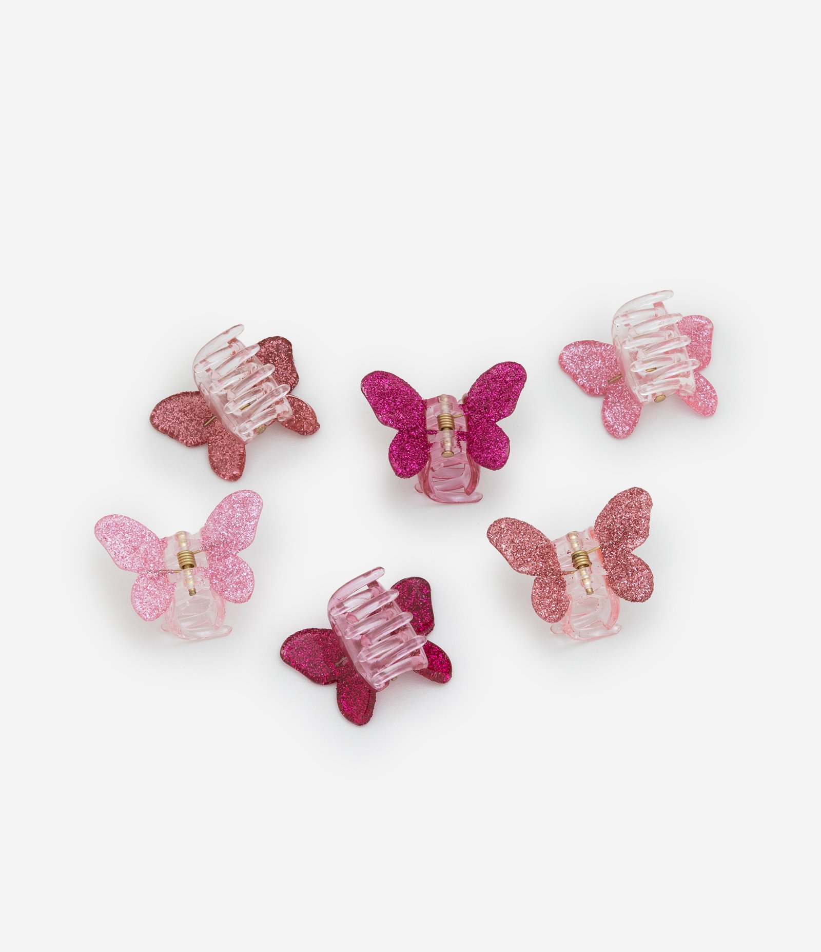 Kit 06 Piranhas de Cabelo Infantis com Formato de Borboleta Rosa 2