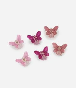 Kit 06 Piranhas de Cabelo Infantis com Formato de Borboleta