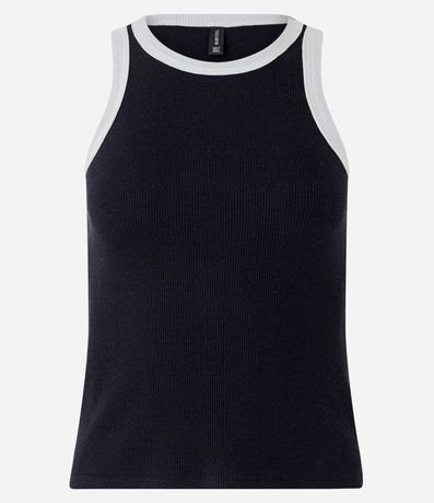 Blusa Regata em Ribana com Cava Contrastante Blusa Regata em Ribana com Cava Contrastante