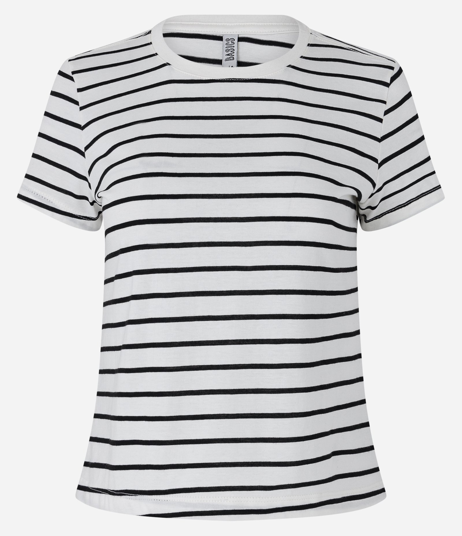 Camiseta em Meia Malha Listrada com Manga Curta Branco 5