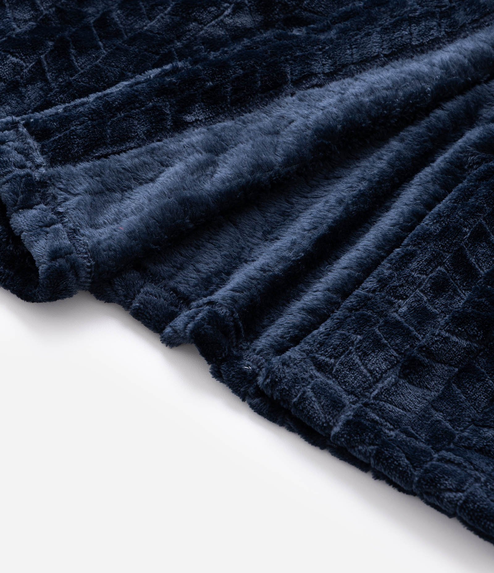 Roupão em Fleece com Textura e Amarração Azul Marinho 6