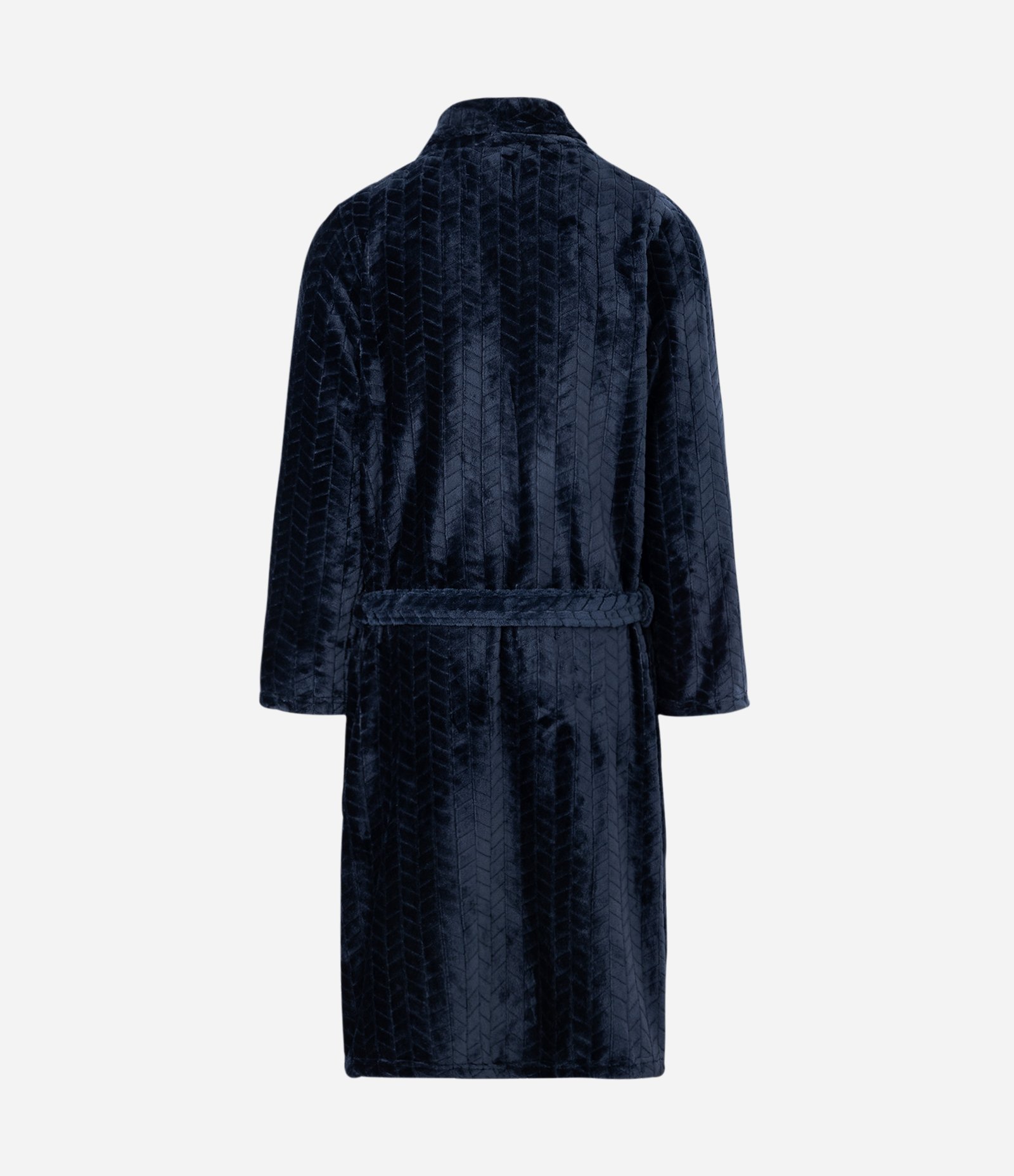 Roupão em Fleece com Textura e Amarração Azul Marinho 9