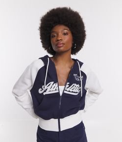 Casaco em Moletom com Capuz e Lettering Athletic