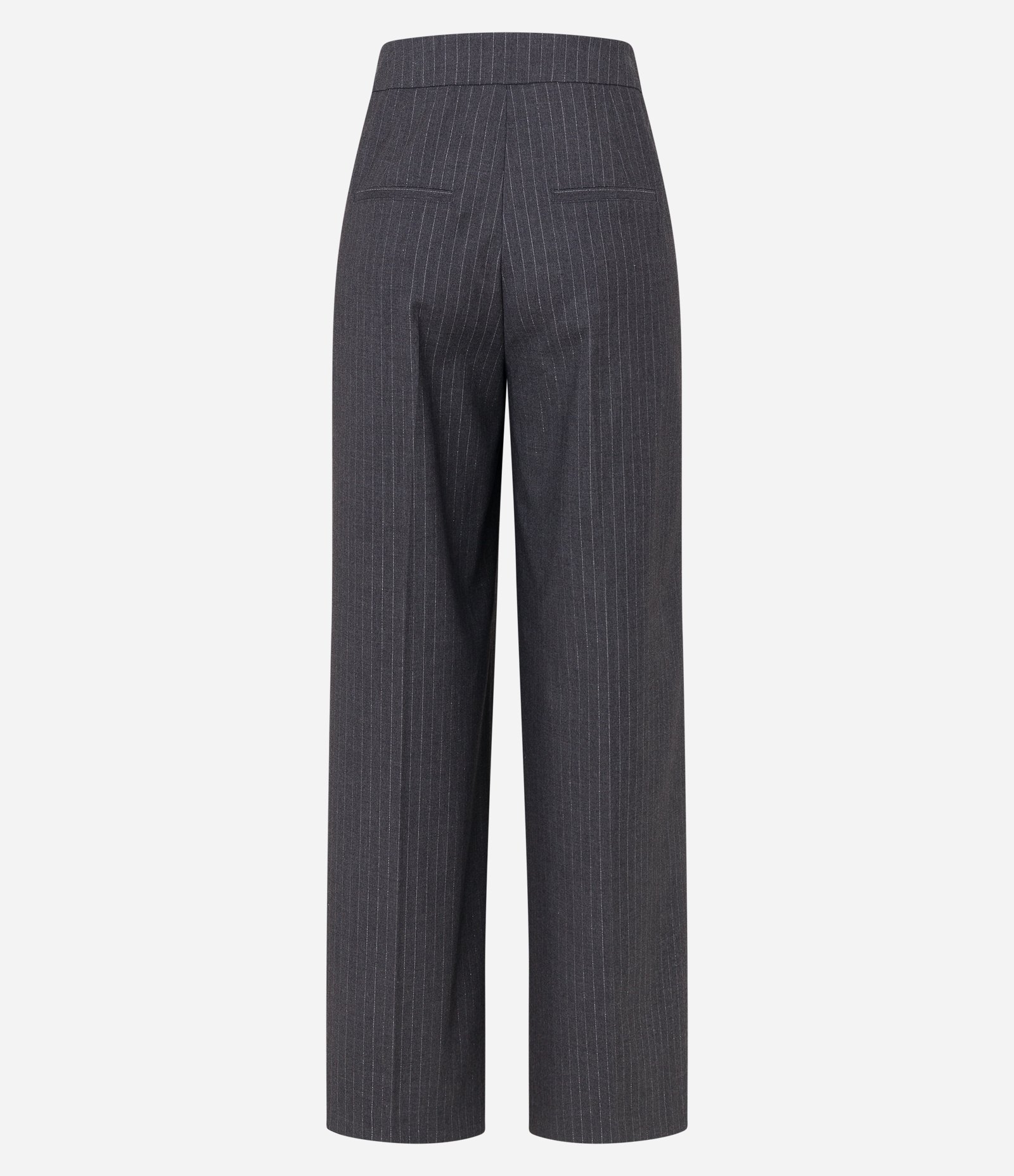 Calça Wide Leg Alfaiatada com Risca de Giz e Pregas Cinza 8