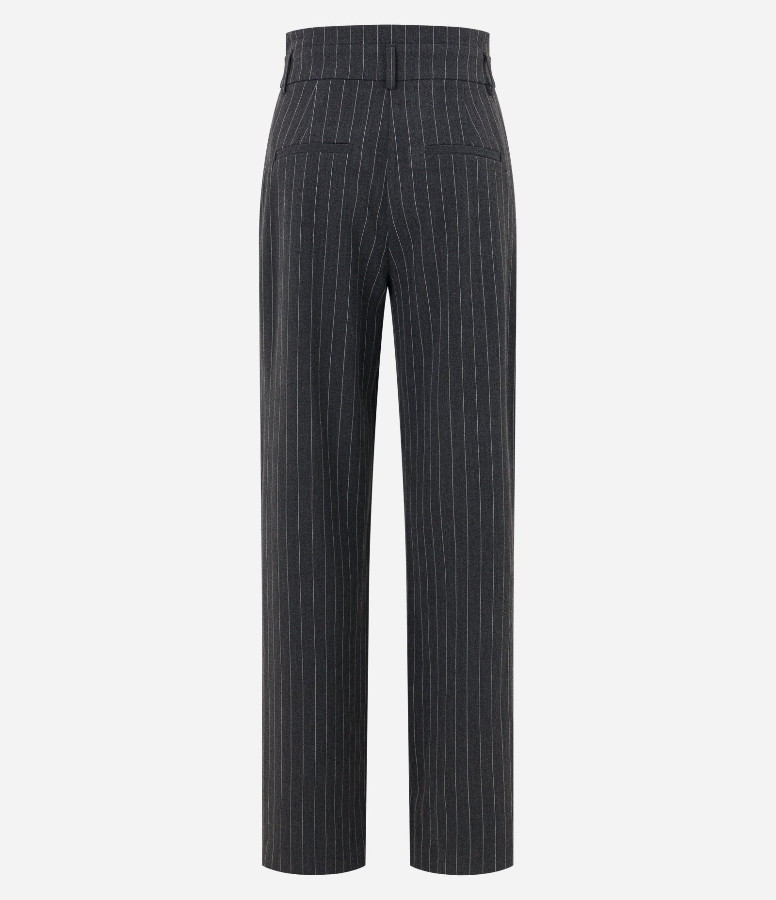 Calça Wide Leg Alfaiatada com Cintinho e Estampa Risca de Giz Cinza 6