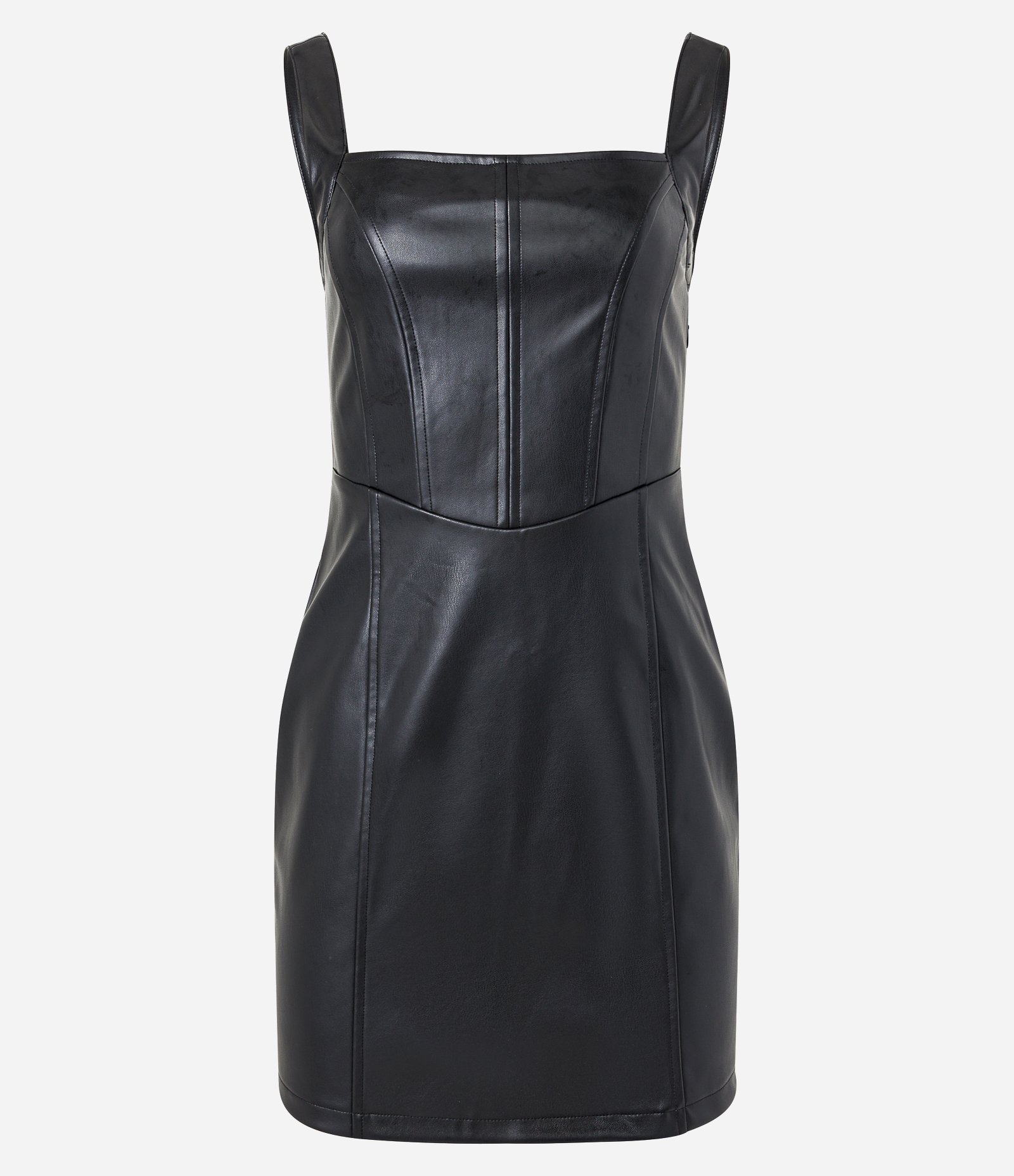 Vestido Curto Corset em Material Sintético com Lastex Preto 6