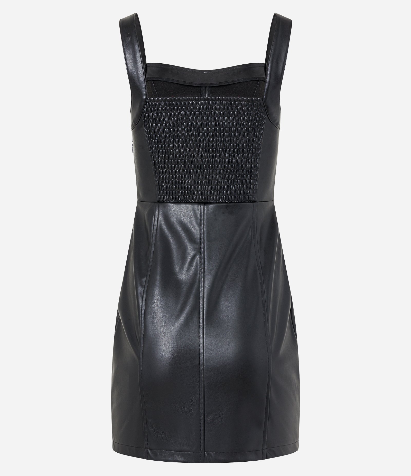 Vestido Curto Corset em Material Sintético com Lastex Preto 7