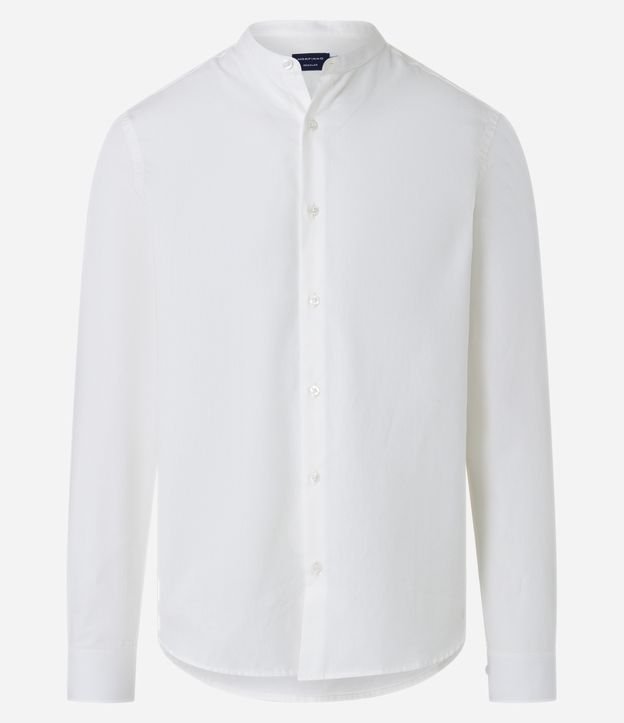 Camisa Regular Básica em Oxford com Gola Padre Branco 6