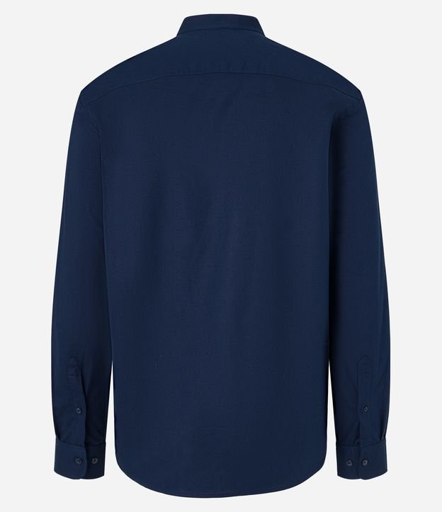 Camisa Regular Básica em Oxford com Gola Padre Azul Escuro 7
