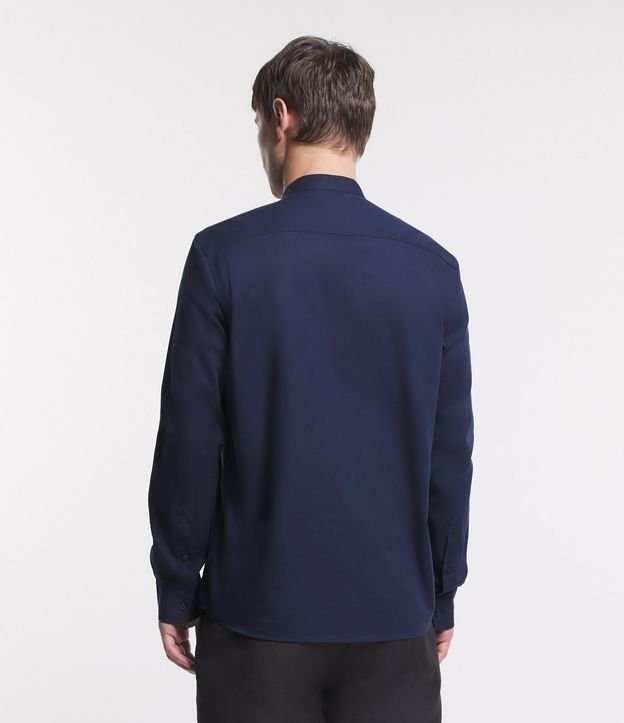 Camisa Regular Básica em Oxford com Gola Padre Azul Escuro 3