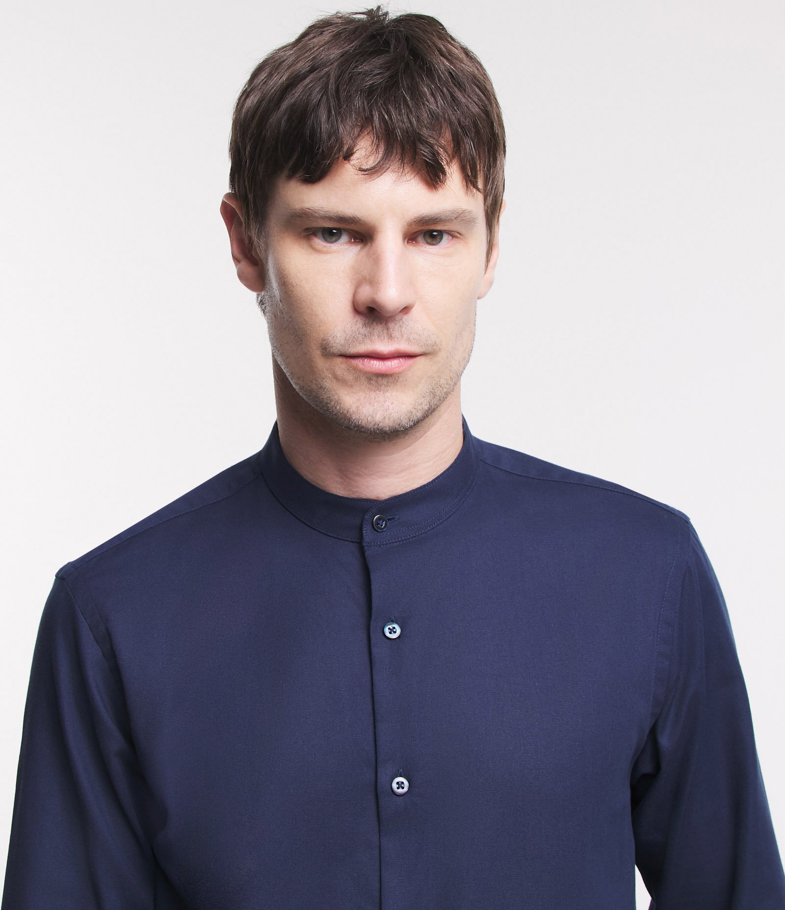 Camisa Regular Básica em Oxford com Gola Padre Azul Escuro 5