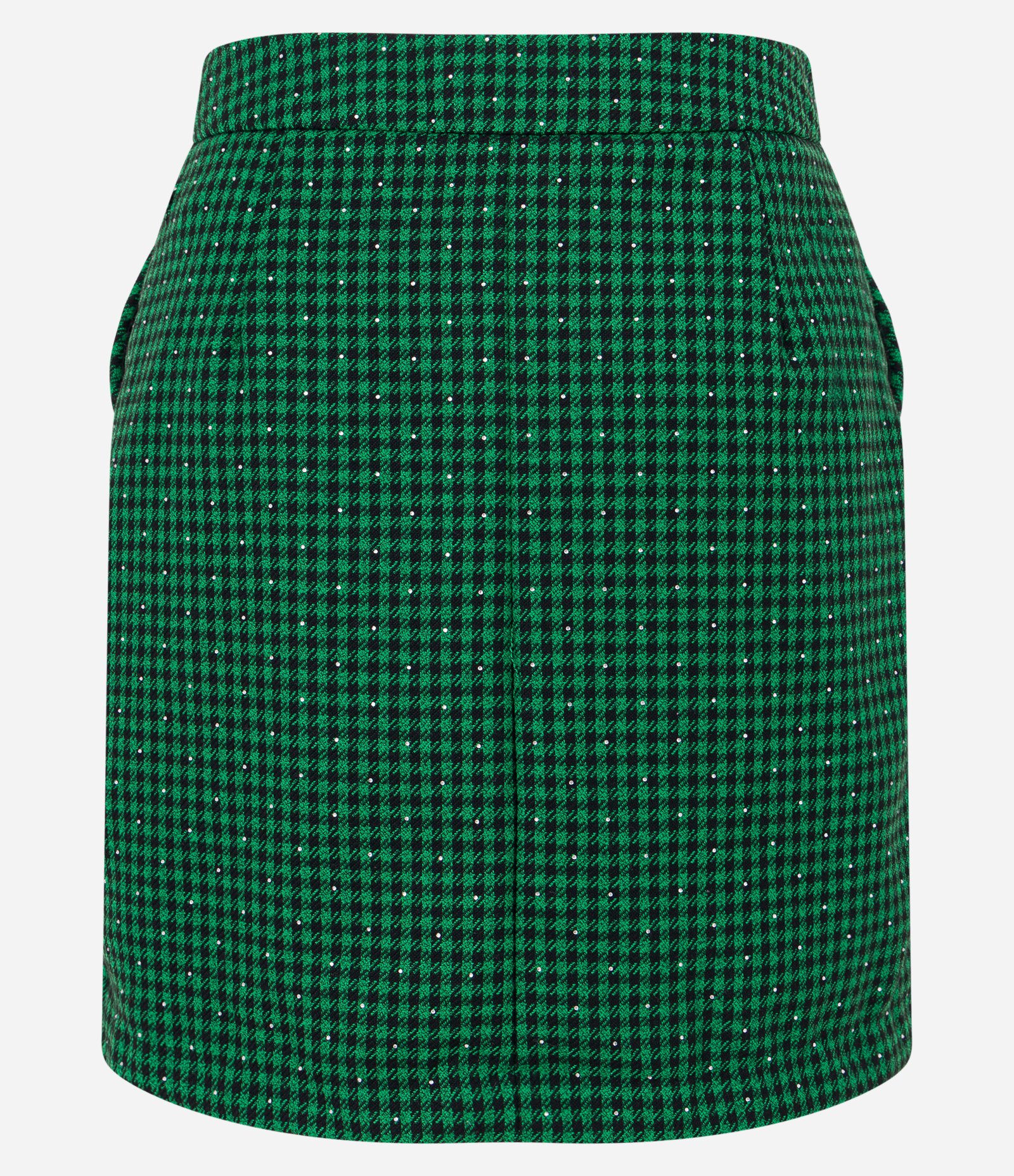 Saia Reta em Tweed com Estampa Pied de Poule Verde 9