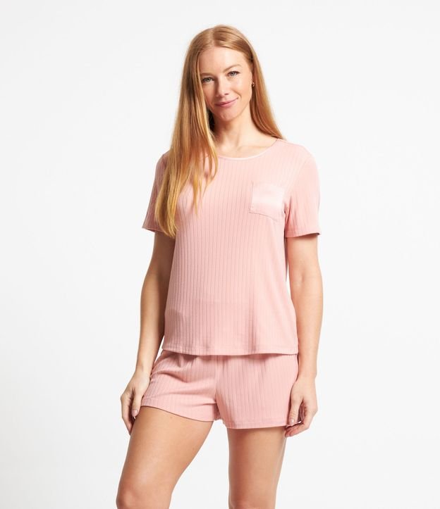 Pijama Short Doll Canelado com Bolsinho