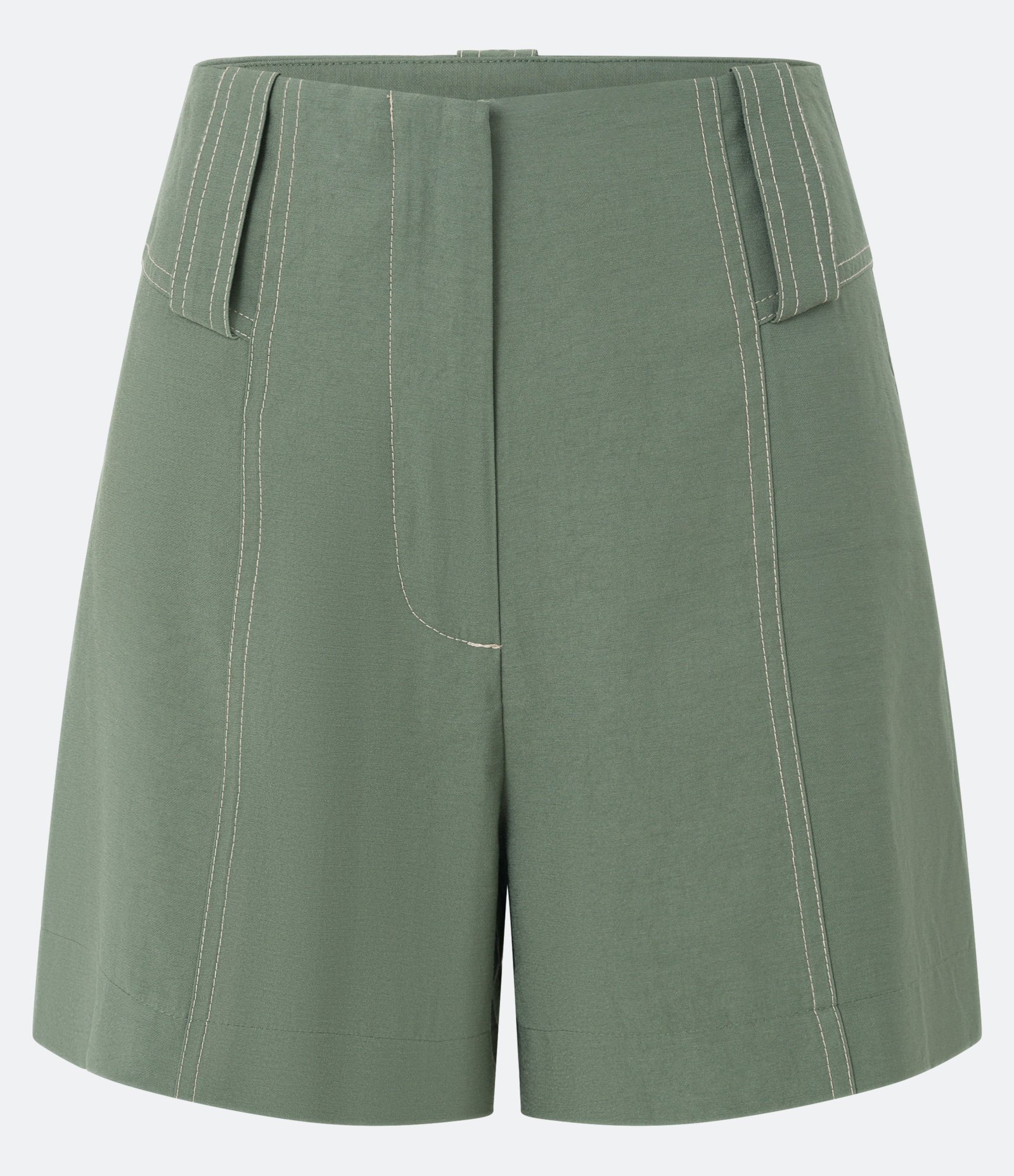 Short em Viscose com Passante e Pespontado Contrastante Verde Militar 5