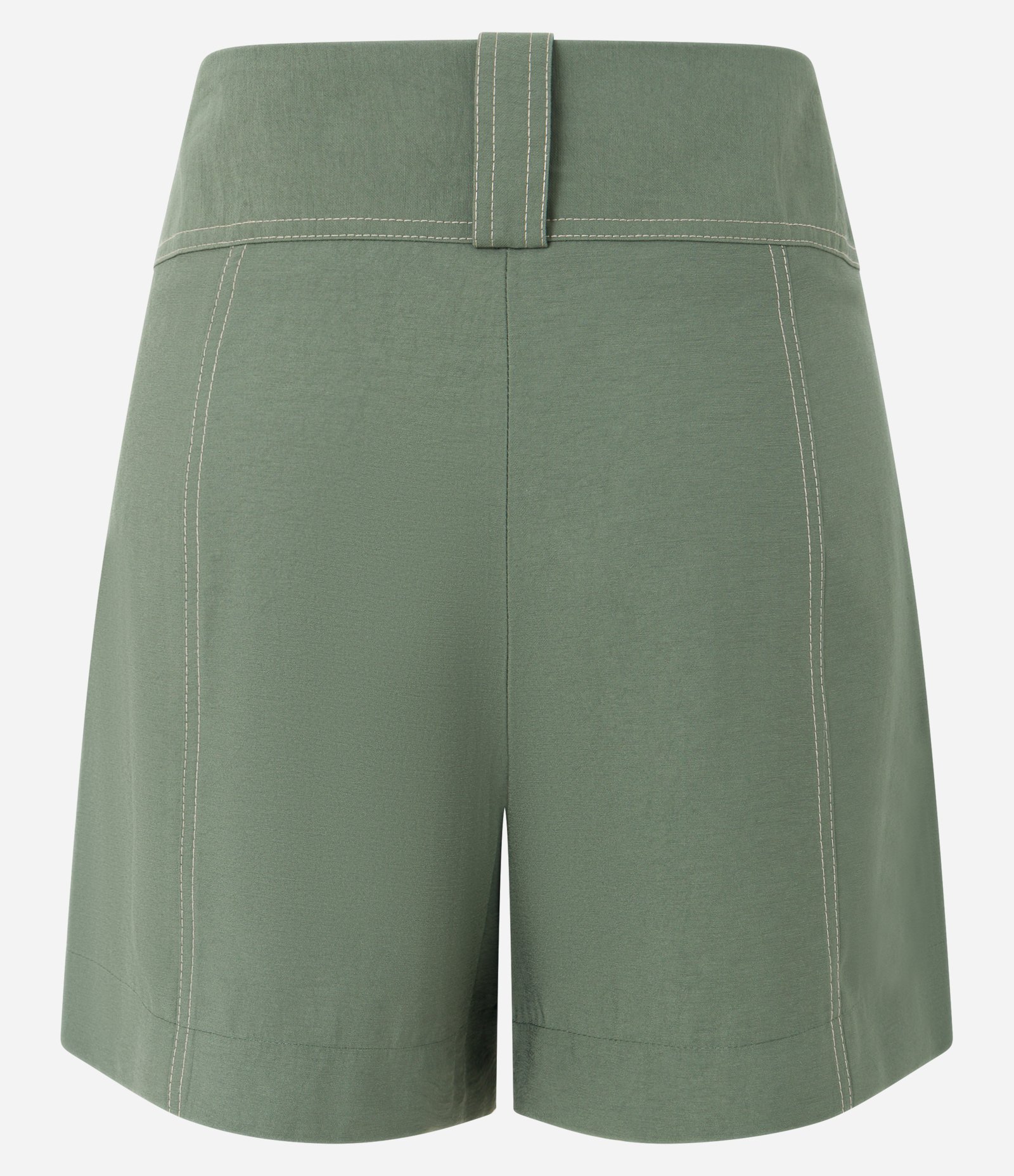 Short em Viscose com Passante e Pespontado Contrastante Verde Militar 6