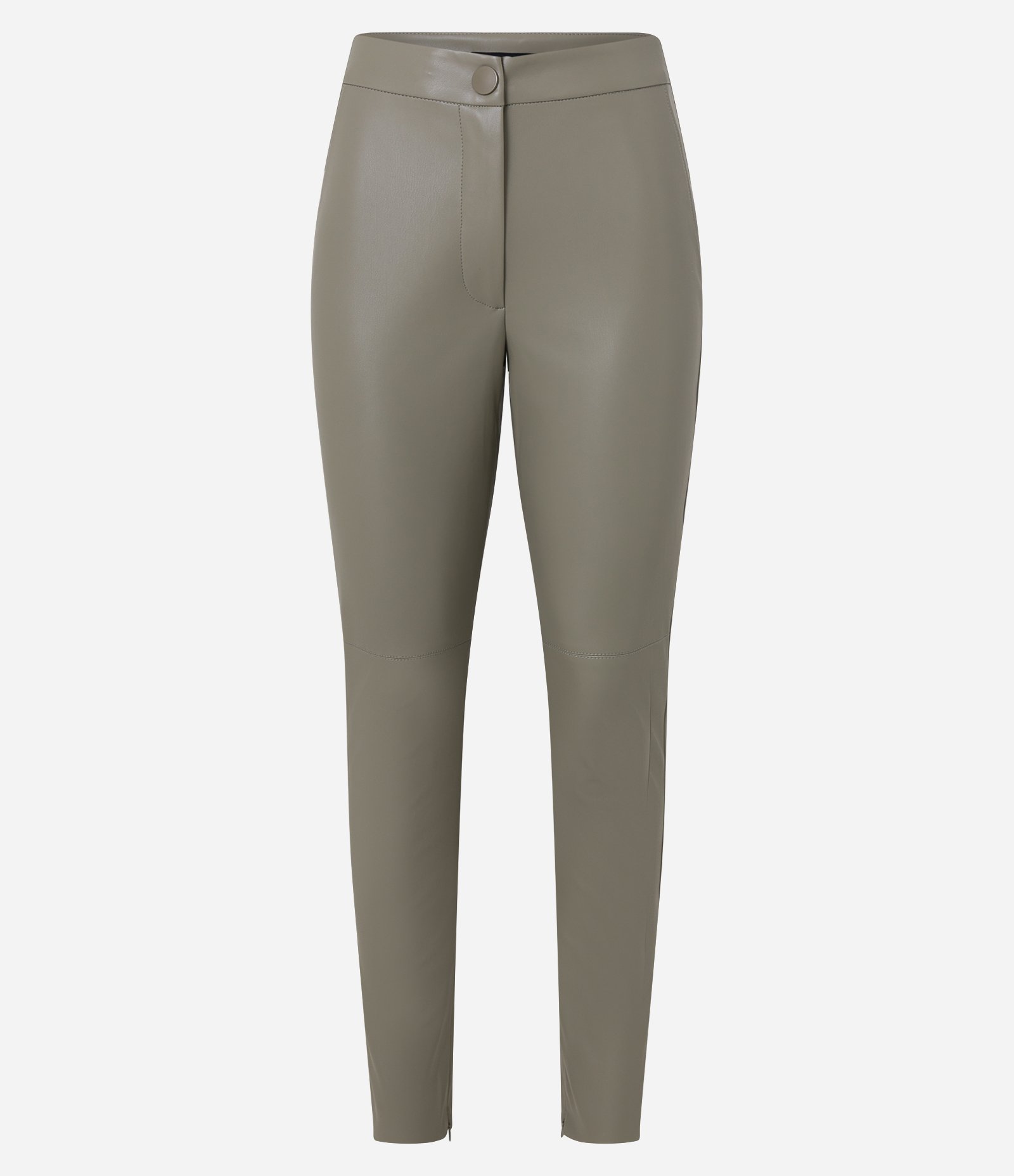 Calça Skinny com Material Sintético e Abotoamento Frontal Verde 7