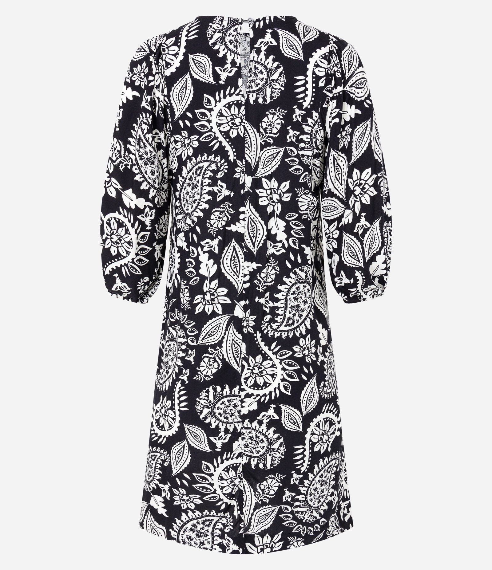 Vestido Curto em Viscose Estampa Floral Paisley com Manga Bufante Preto 7