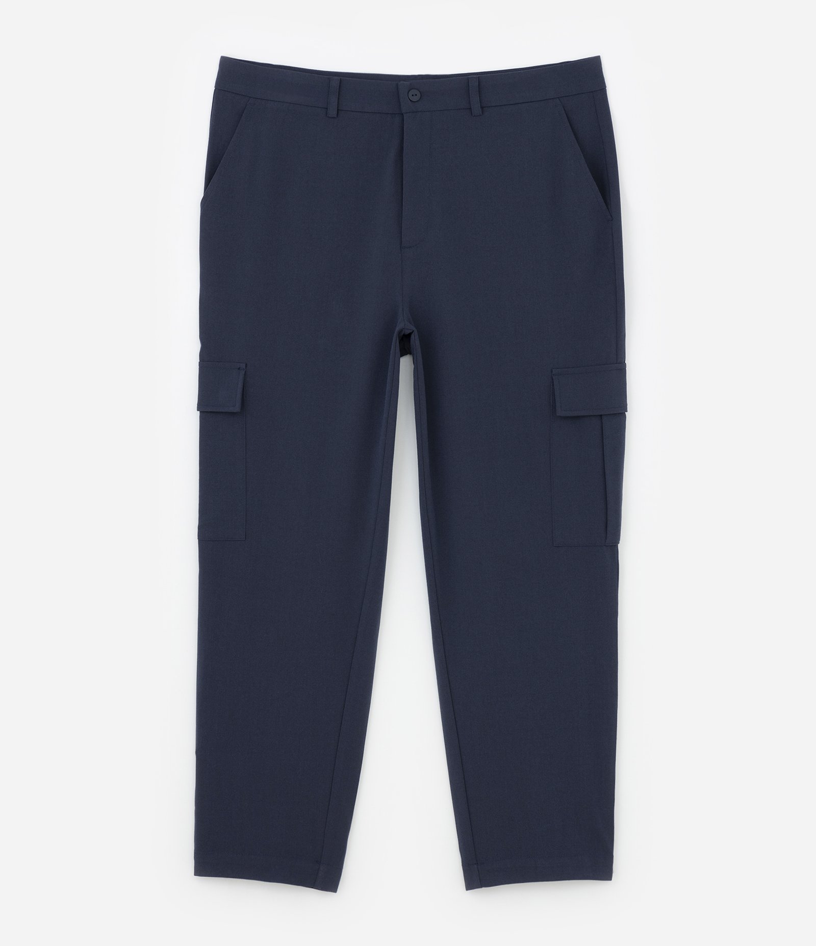 Calça Cargo em Sarja com Toque de Lã Azul Marinho 7