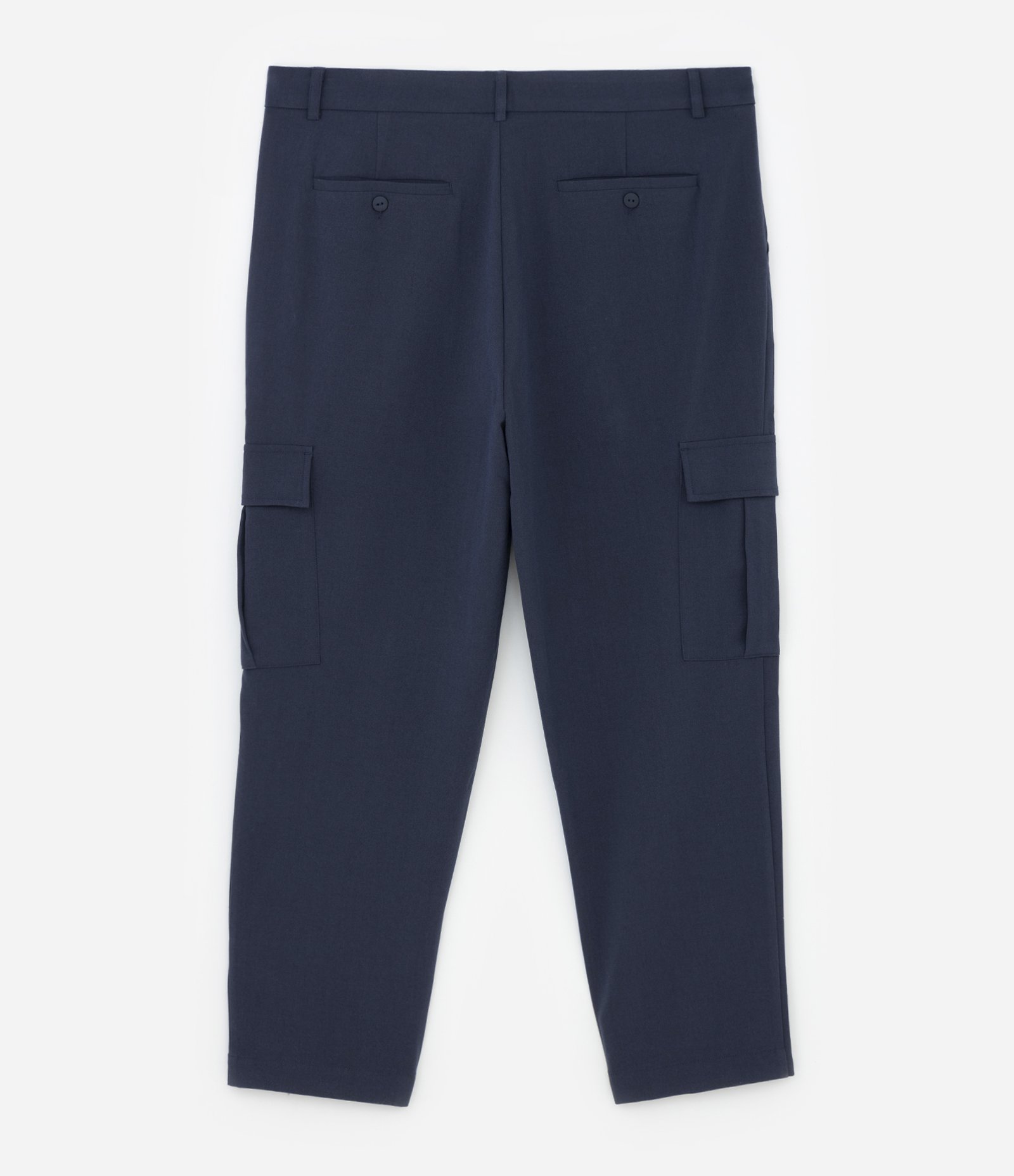 Calça Cargo em Sarja com Toque de Lã Azul Marinho 8