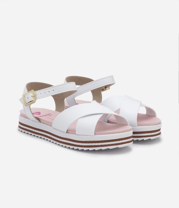 Sandália Flatform Infantil com Tiras em X e Fechamento por Fivela - Tam 28 ao 35