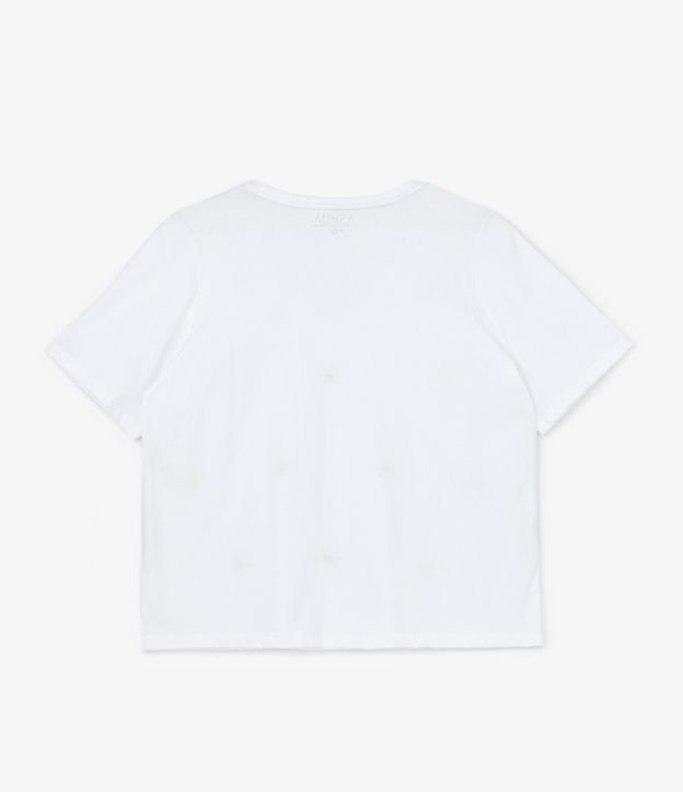 Blusa em Meia Malha com Bordado Mini Sol Curve & Plus Size Branco 6