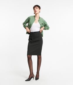 Saia Lápis Alfaiatada com Cintura Alta e Bolsos