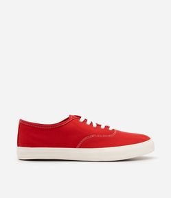 Tênis Vulcan Plimsole Básico com Cadarço e Costura Contrastante
