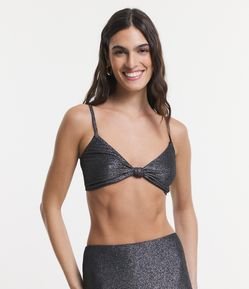 Top em Fio Metalizado com Nó Frontal e Amarração nas Costas