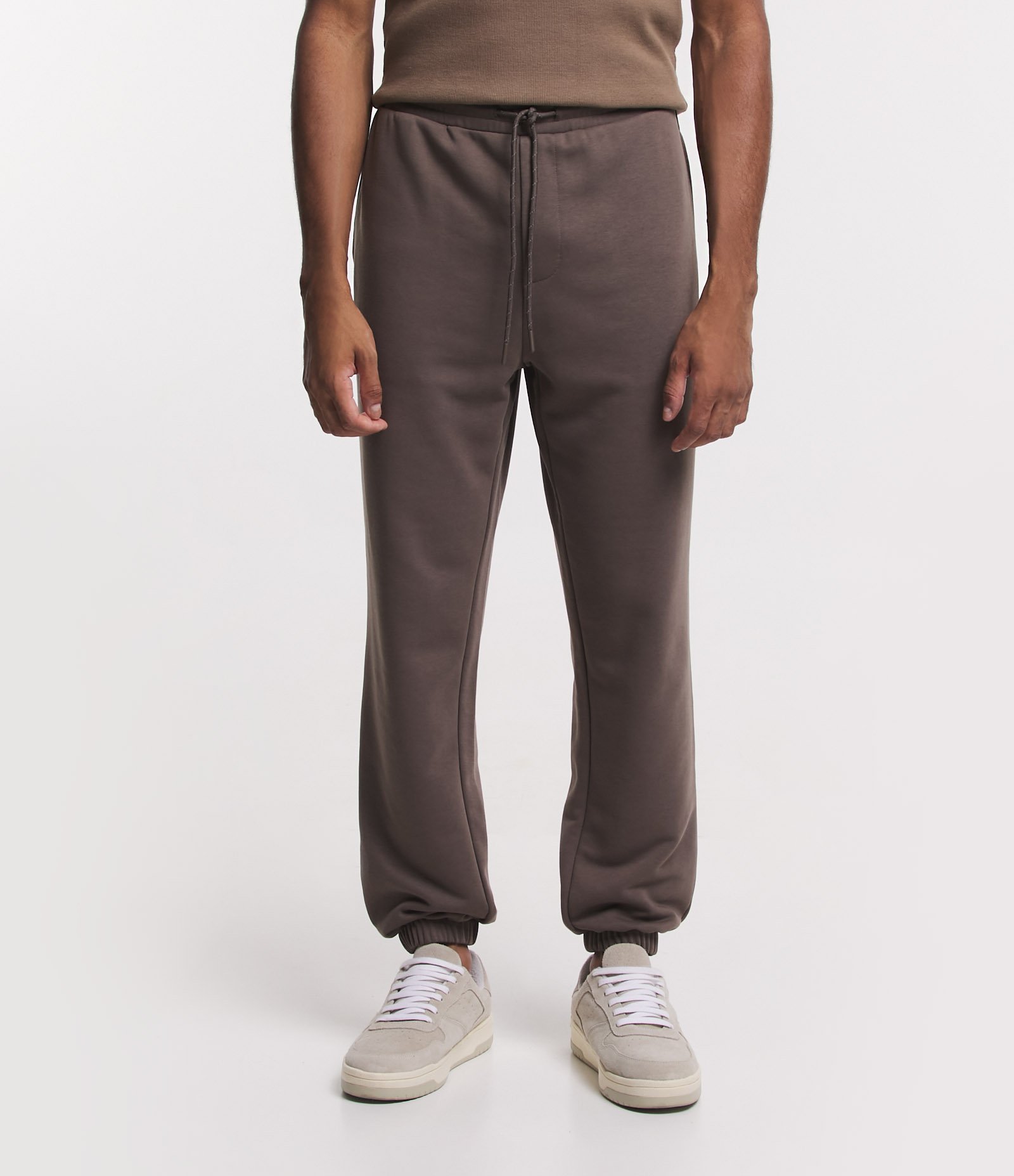 Calça Jogger em Moletom com Forro em Fleece Marrom 2