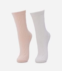 Kit 02 Meias Cano Alto Texturizada