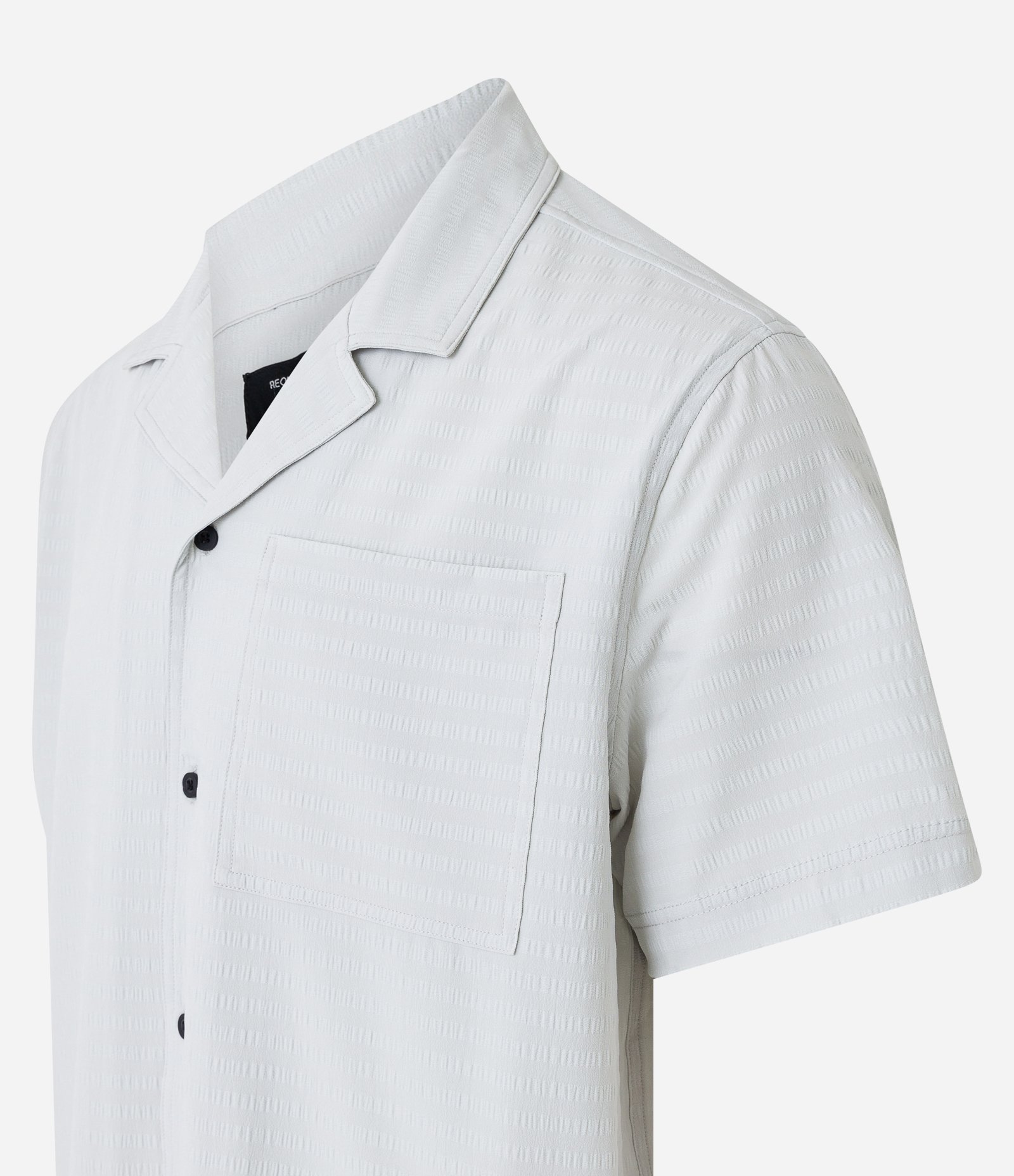 Camisa em Viscose Texturizada de Listras Cinza 8