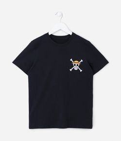 Camiseta Infantil com Estampas do One Piece Frente e Costas - Tam 5 a 14 anos