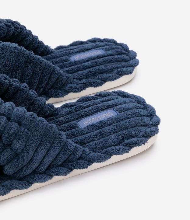 Pantufa Aberta Texturizada com Tiras Cruzadas Azul