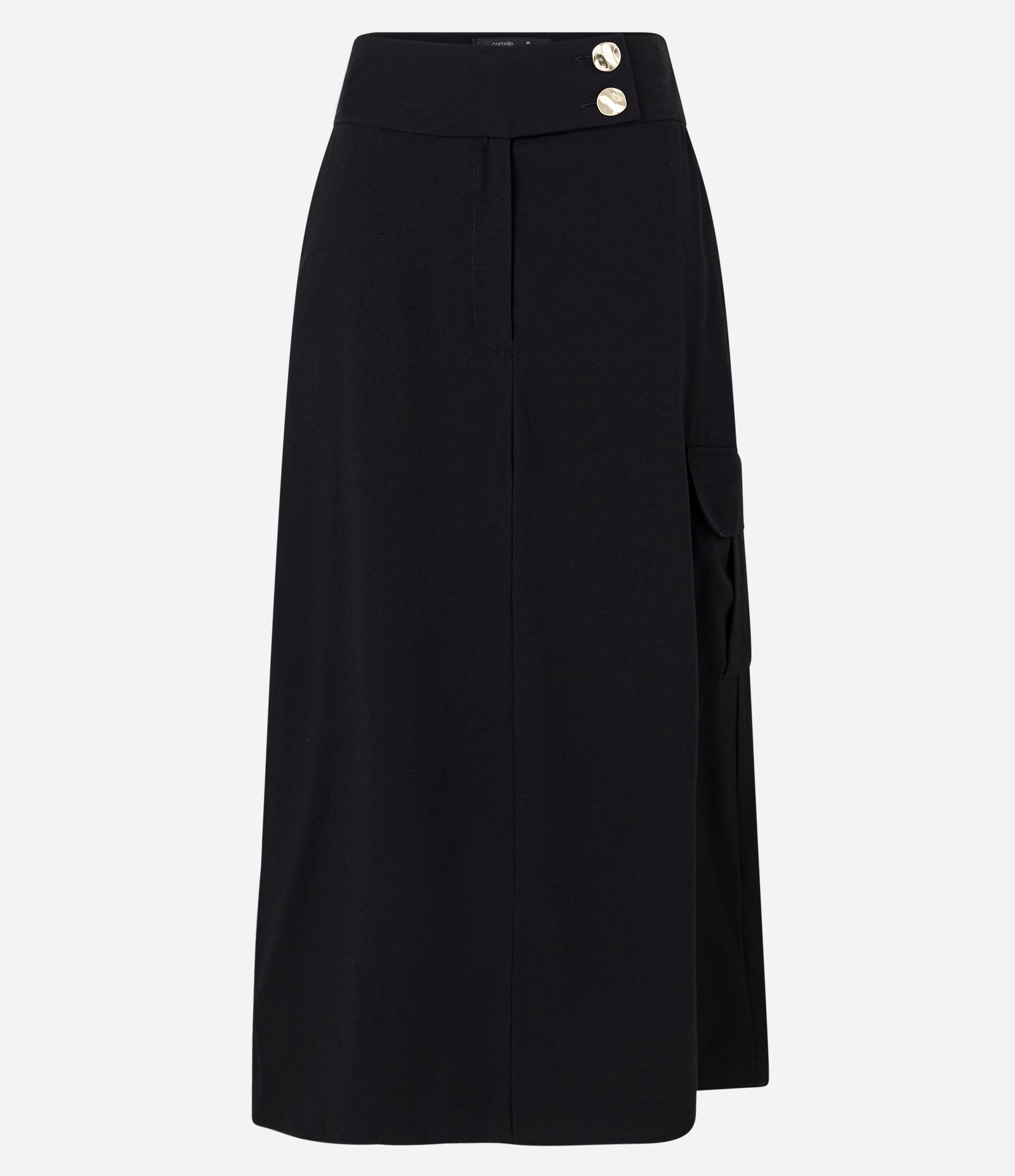 Saia Midi em Viscose com Botões no Cós Preto 6